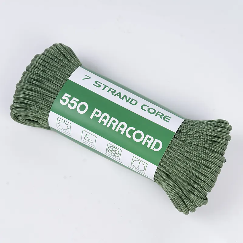 7-säikeinen ydin, 4 mm:n kiinteä ruohonvihreä 550 polyesteriparacord