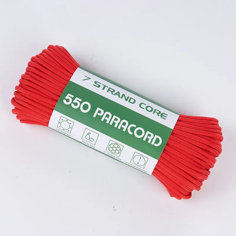 7 Strand Core 4mm Solid Red 550 Polyesteri Paracord